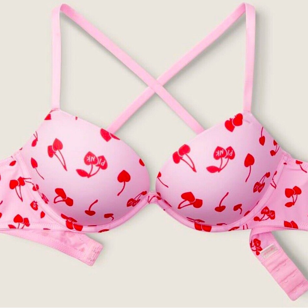 Pink cherry super push-up bra